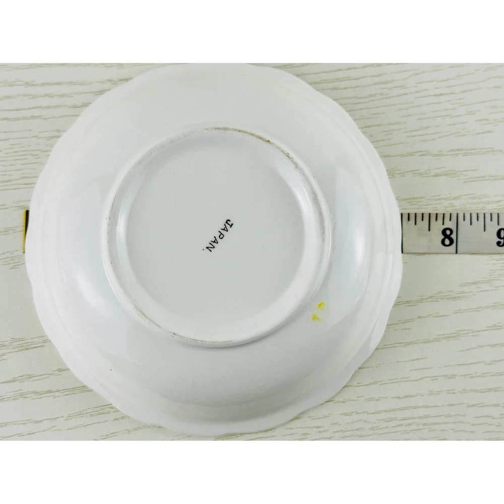 Vintage Japan Floral Bowl Red Rose Ceramic Scalloped Edge Small‎ Dish